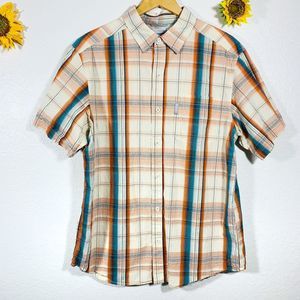 Columbia Sports Wear Men’s Plaid Button Up Pocket Textured Shirt Size Large
